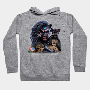 Woman Warrior Panther with Cub by focusln Hoodie